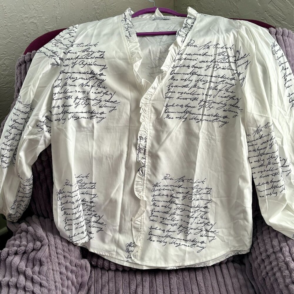 Hawalili 3XL print script blouse